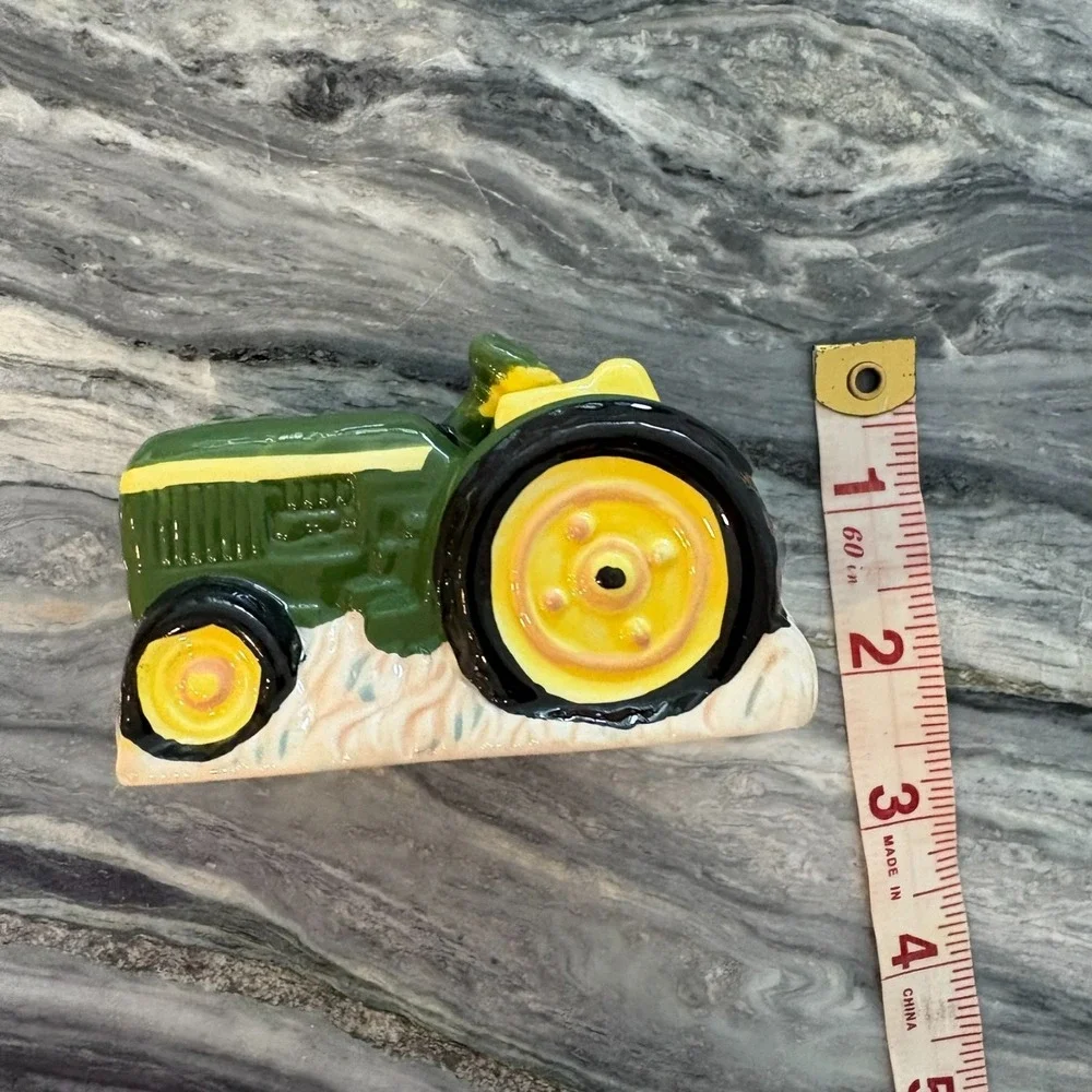 Vintage John Deere Green Ceramic Heritage Tractor Salt or Pepper Shaker